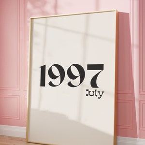 Póster personalizado de año y mes / Regalo de cumpleaños número 40 / Regalo de aniversario para pareja / Año de nacimiento / Regalo de baby shower / Póster estético