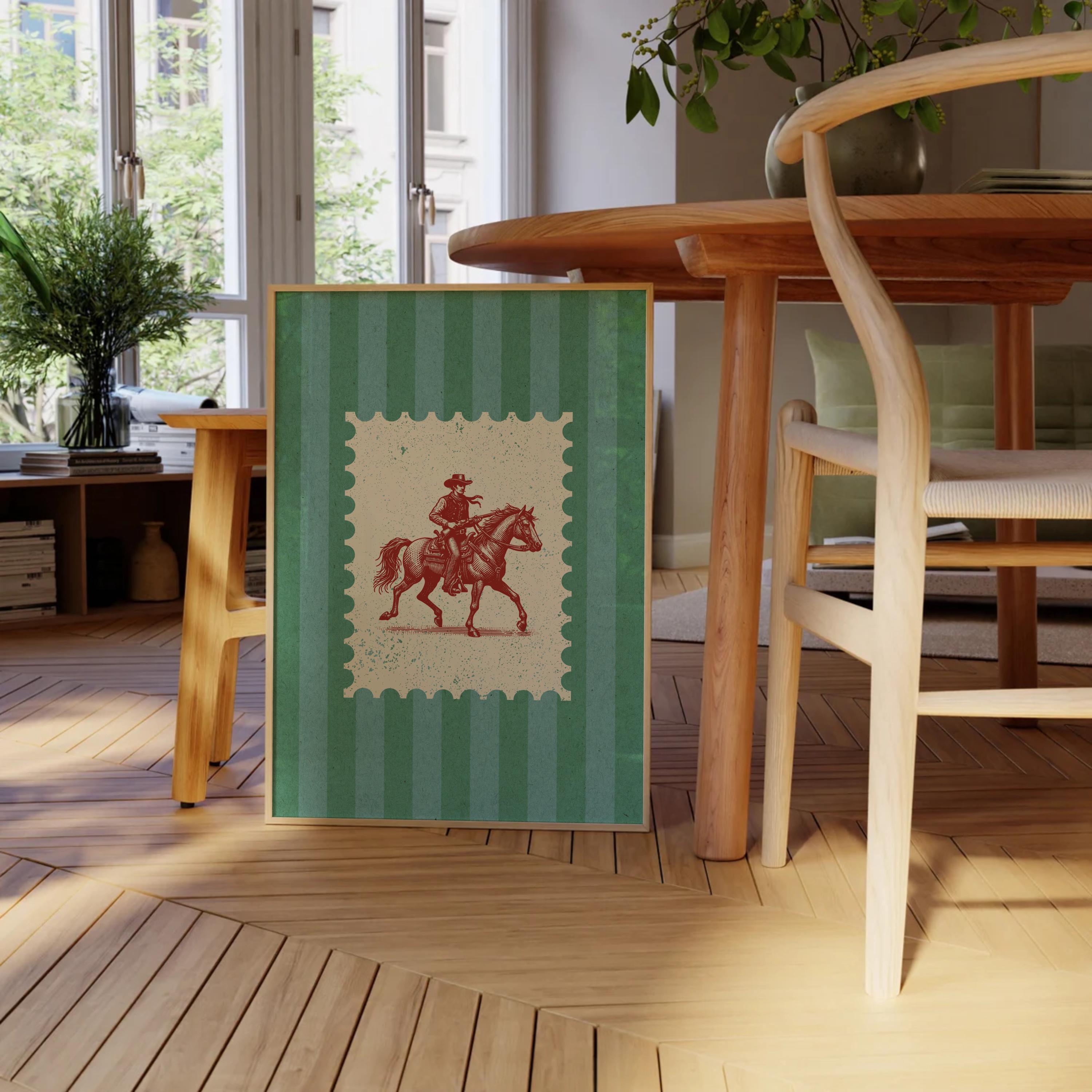 Vintage Sage Green Striped Rodeo Print Western Bedroom Print Cowboy ...