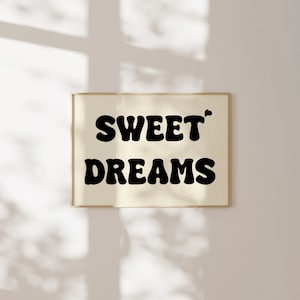 Sweet Dreams Print Above Bed Horizontal Poster Dorm Room Prints Teen Girl Bedroom Prints Aesthetic Prints Cute Retro Wall Art Digital Poster