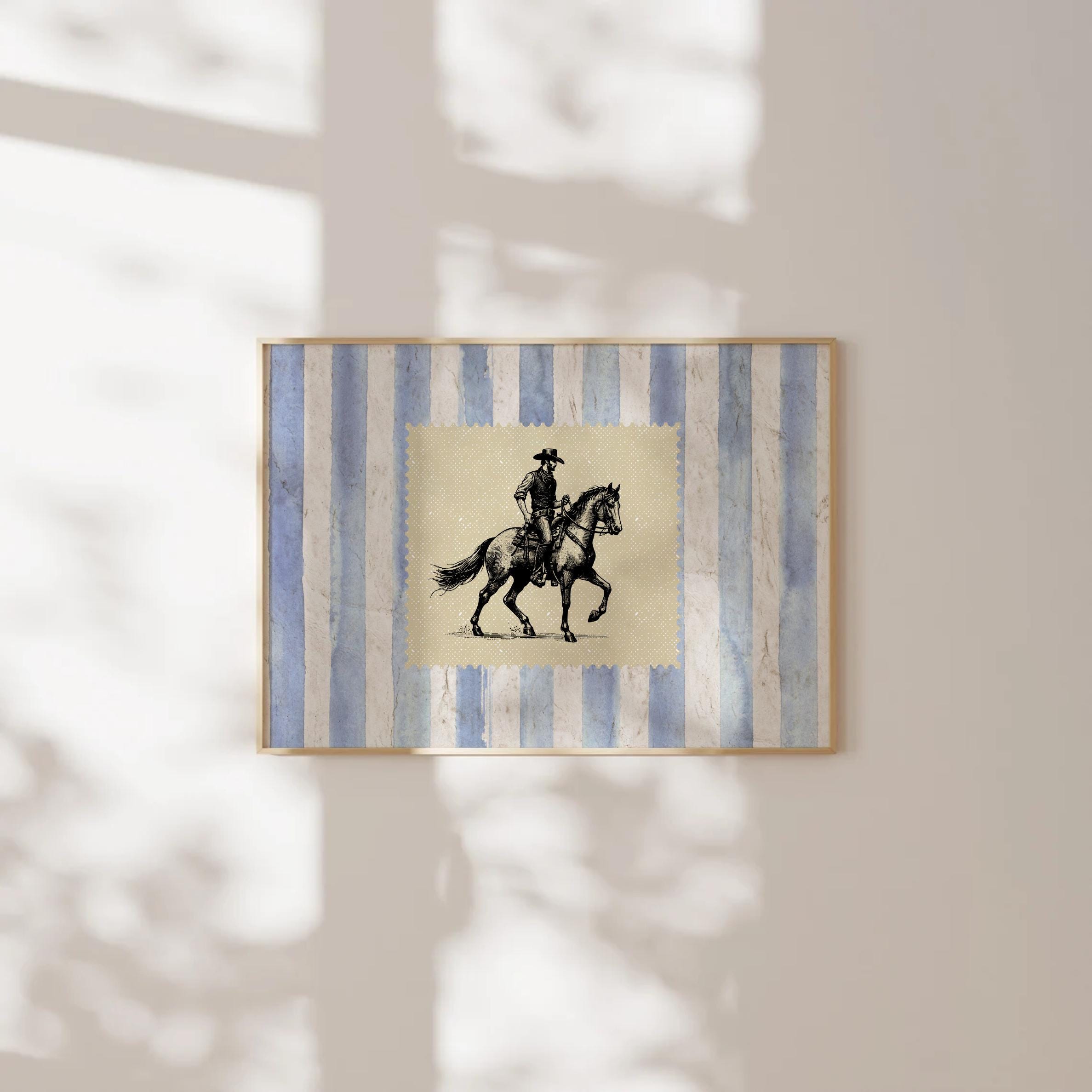 Vintage Striped Rodeo Print Western Bedroom Print Cowboy Wall Art ...