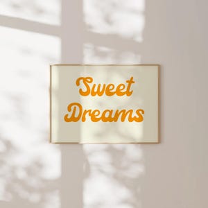 Sweet Dreams Print Above Bed Horizontal Poster Dorm Room Prints Teen Girl Bedroom Prints Aesthetic Prints Cute Retro Wall Art Digital Poster