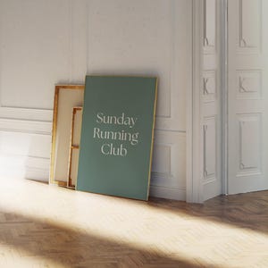 Sunday Running Club Trendy Wall Art Vintage Green Poster Marathon Poster Trendy Retro Wall Decor 90s Running Art Runner Gift Gym Room Decor