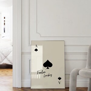 Feeling Lucky Poster Ace of Spades Print Trendy Retro Wall Art Y2K Decor Playing Card Poster Trendy Aesthetic Print Digital Download image 2