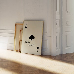 Feeling Lucky Poster Ace of Spades Print Trendy Retro Wall Art Y2K Decor Playing Card Poster Trendy Aesthetic Print Digital Download image 5