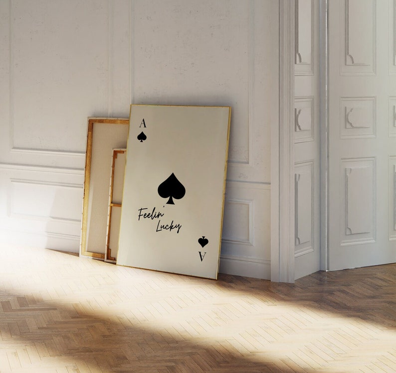 Feeling Lucky Poster Ace of Spades Print Trendy Retro Wall Art Y2K Decor Playing Card Poster Trendy Aesthetic Print Digital Download image 5