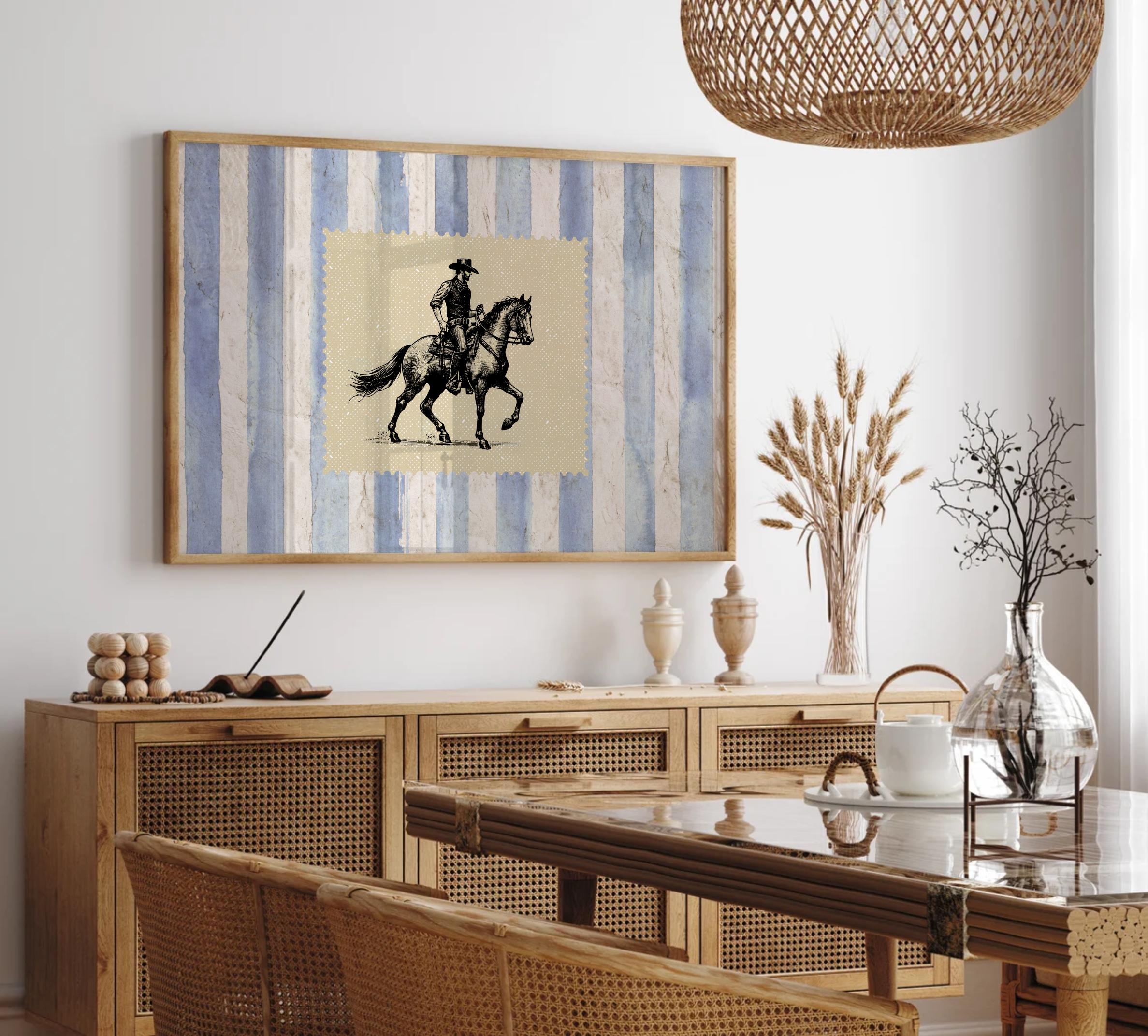 Vintage Striped Rodeo Print Western Bedroom Print Cowboy Wall Art ...