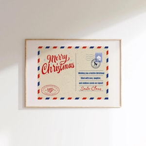 Lettera di Natale da Babbo Natale Arte murale Arte murale natalizia Decorazione per dormitorio per le vacanze Estetica femminile Stampabile Stampa di Buon Natale Decorazione murale natalizia