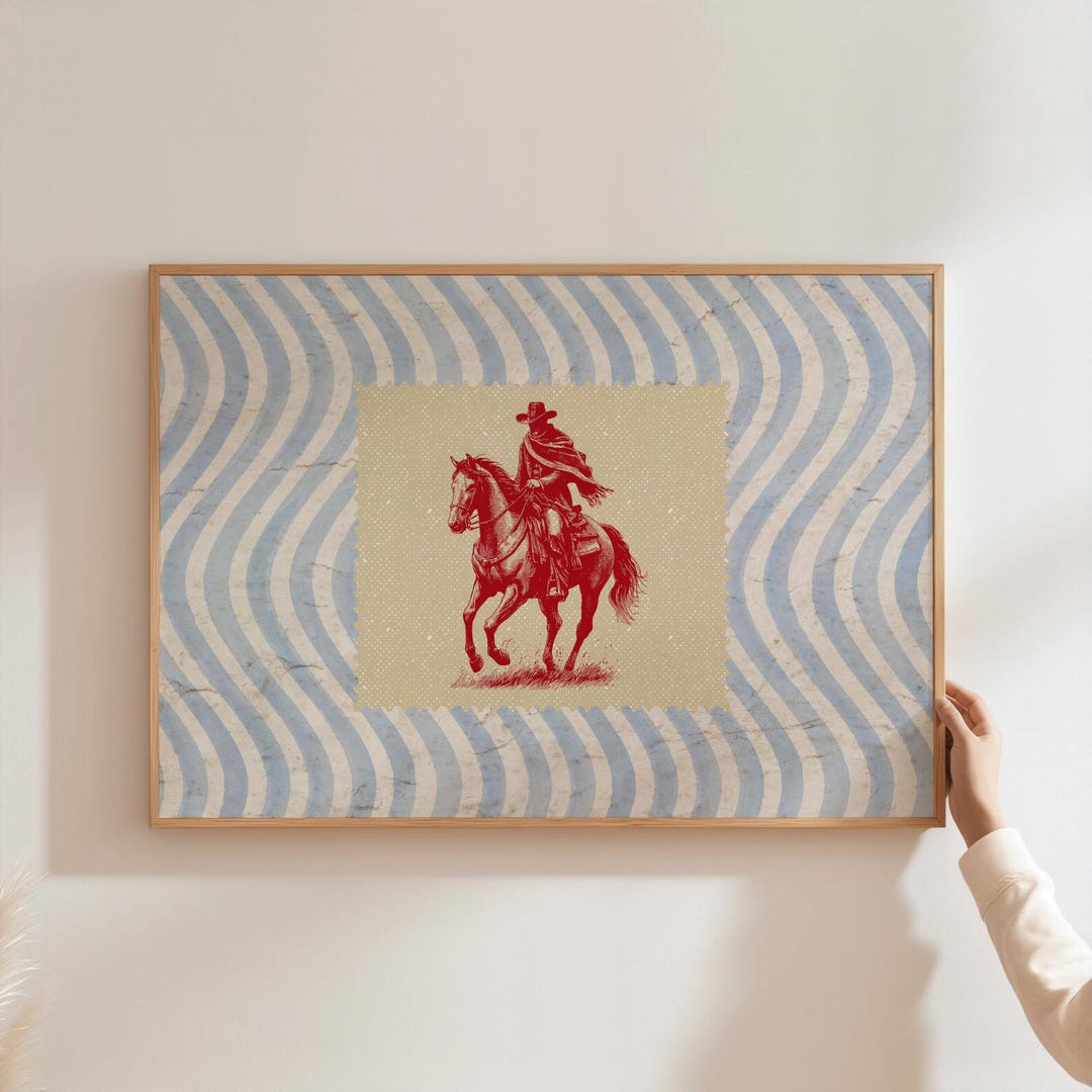 Vintage Striped Rodeo Print Western Bedroom Print Cowboy Wall Art ...