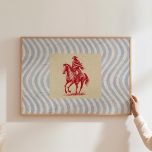 Vintage Striped Rodeo Print Western Bedroom Print Cowboy Wall Art Rustic Mid Century Modern Decor Retro Horse Print Digital Download