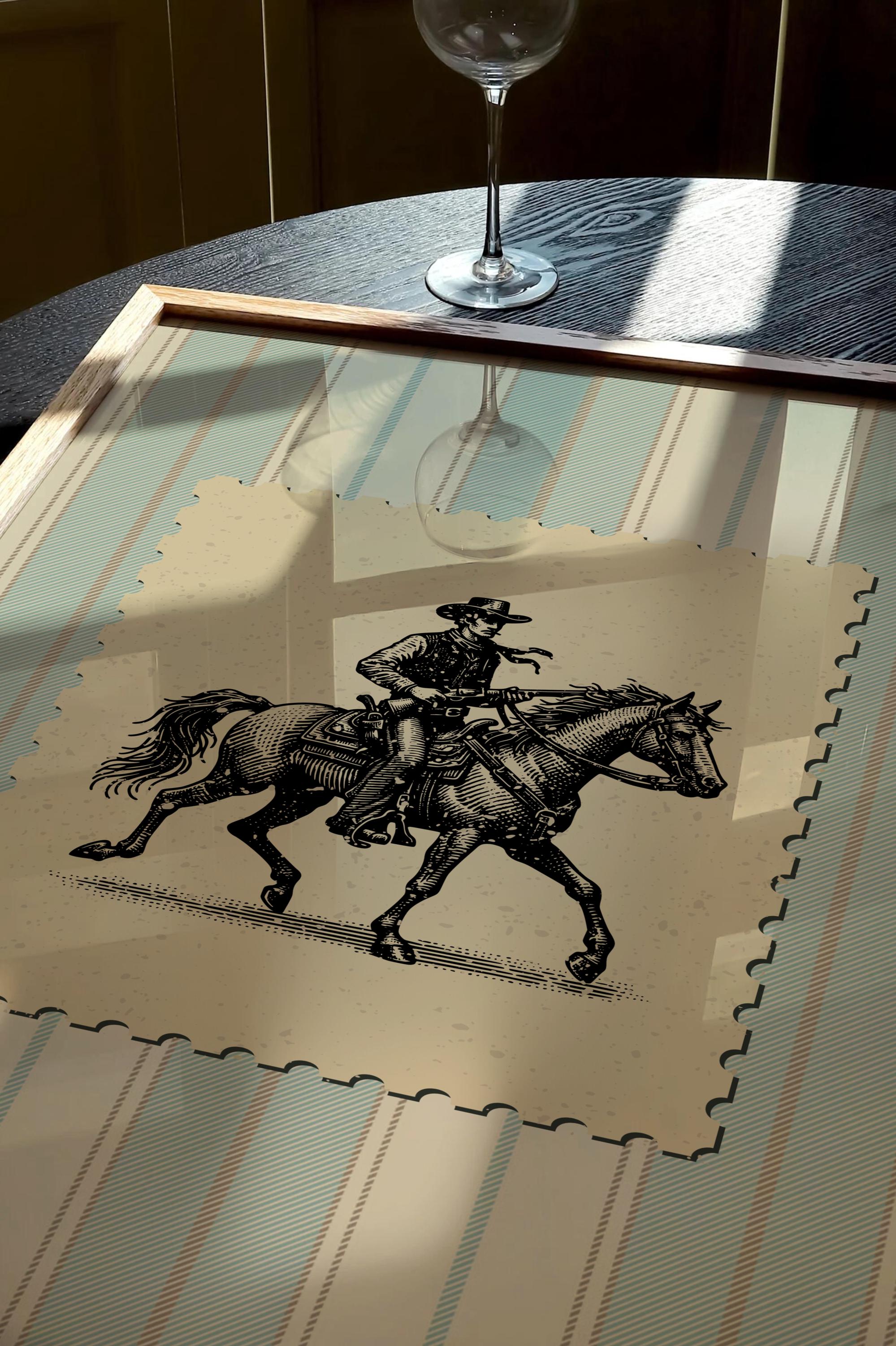 Vintage Striped Rodeo Print Western Bedroom Print Cowboy Stamp Wall Art ...