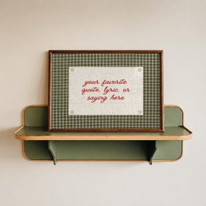 Custom Quote Print Personalized Song Lyrics Print Typography Wall Art Green Gingham Custom Text Poster Trendy Wall Decor Digital Download