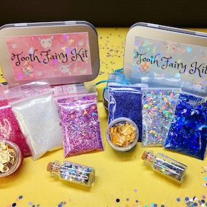 Tooth Fairy Kit with Personalized Tooth Fairy Letter, Tooth Fairy Dust, Tooth Fairy Receipts, and Delayed Collection Notices in a Metal Tin
