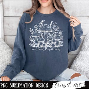 植物性キノコ CottageCore SVG PNG、キノコのモチーフ、インスピレーションを与える PNG、やる気を起こさせる引用、力を与えるメッセージ、植物性 T シャツ デザイン