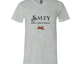 Salty with a dash of Cayenne - soft - comfortable - Unisex Jersey V-Neck Tee