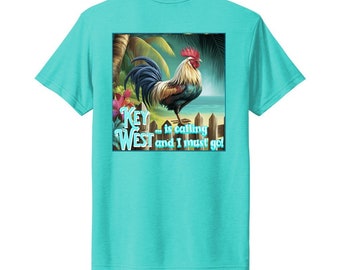 Key West is Calling - Next Level Triblend T-shirt with an original design that celebrates Key West Chickens