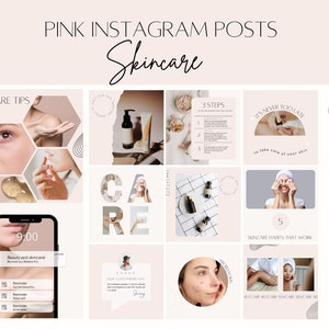 Pink instagram template skincare esthetician template aesthetic and  minimalist editable Canva templates beauty and skincare Instagram posts