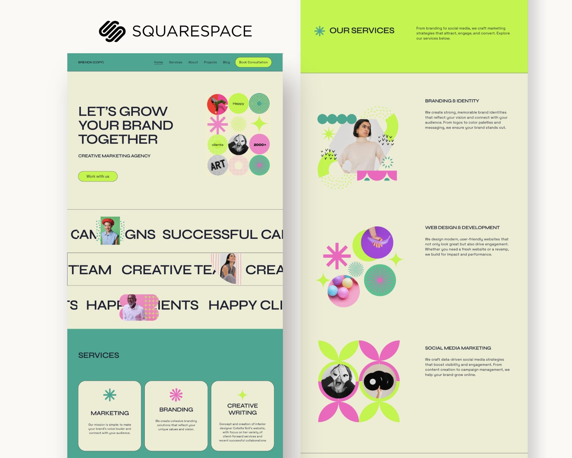 Squarespace Website Template Marketing Agency, Creative Business Etsy