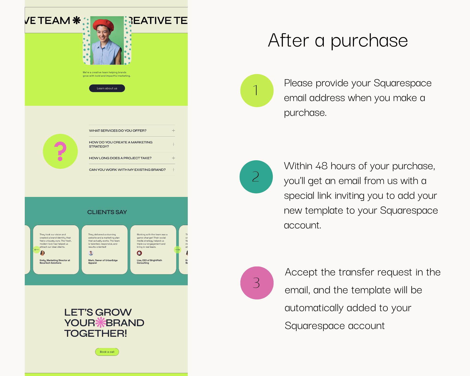 Squarespace Website Template Marketing Agency, Creative Business Etsy