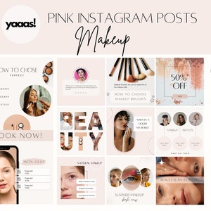 Rosa Instagram Template für Makeup Artist - Ästhetische, Minimalistische Canva Beauty Posts für Blogger und Kosmetikerinnen