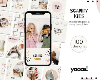 Kids Instagram Post Reels Templates Canva | minimal pink kit - "Scandy kids"