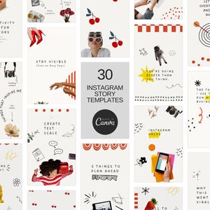 Minimalist Red Instagram story template Canva  | Set of 30 animated Canva Templates for coaching instagram | faceless marketing reels