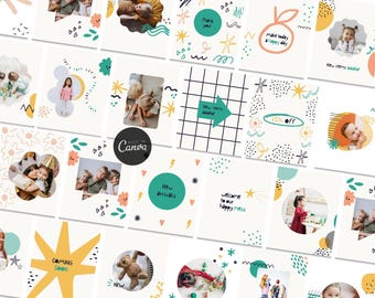 Colorful Instagram Post Templates: Kids Store Canva Feed (Digital Download)