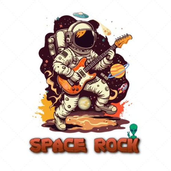 Space Astronaut Design File | Space Rock and Roll | Spaceman Digital Image Download | SVG, PNG. JPG.