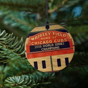 Cub World Series Ornament  2016 Wood Christmas Ornament, Baseball Tree Ornaments
