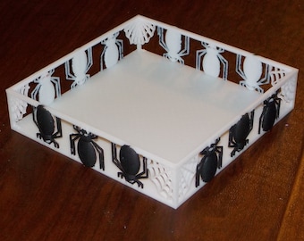 Spider Kitchen or Trinket Tray White and Black