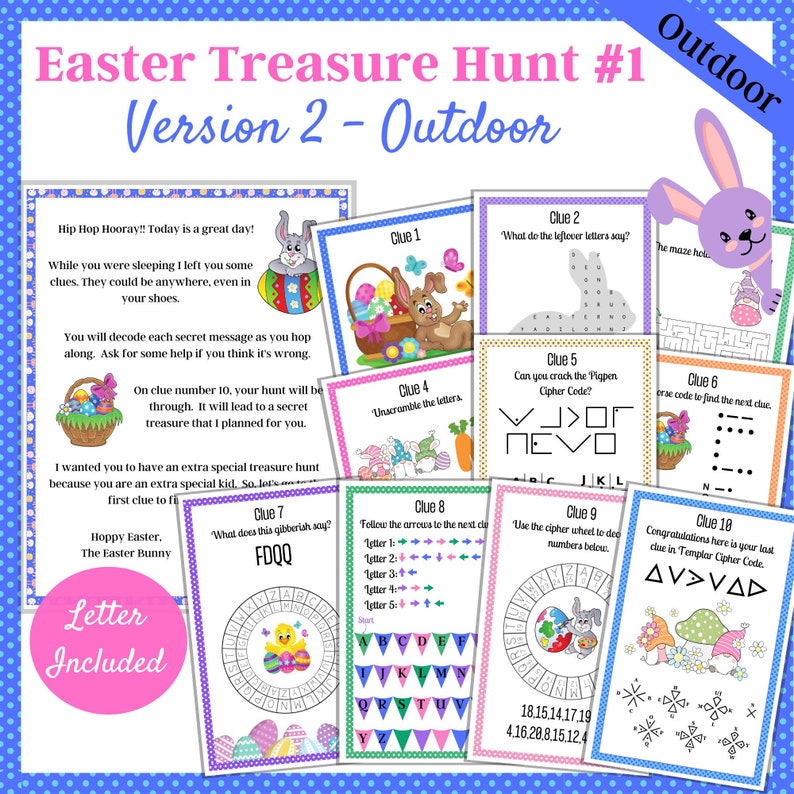 Easter Scavenger Hunt, Letter From the Easter Bunny, Outdoor Treasure