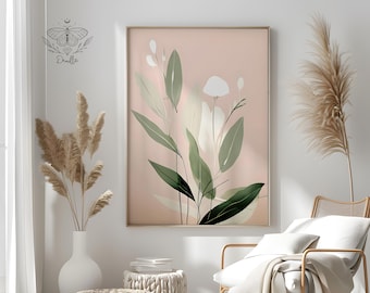 Sage Green Wall Art Prints Botanical Floral Boho Style Minimalist Modern Neutral Sage Green Bedroom Living Room Wall Decor Printable Art
