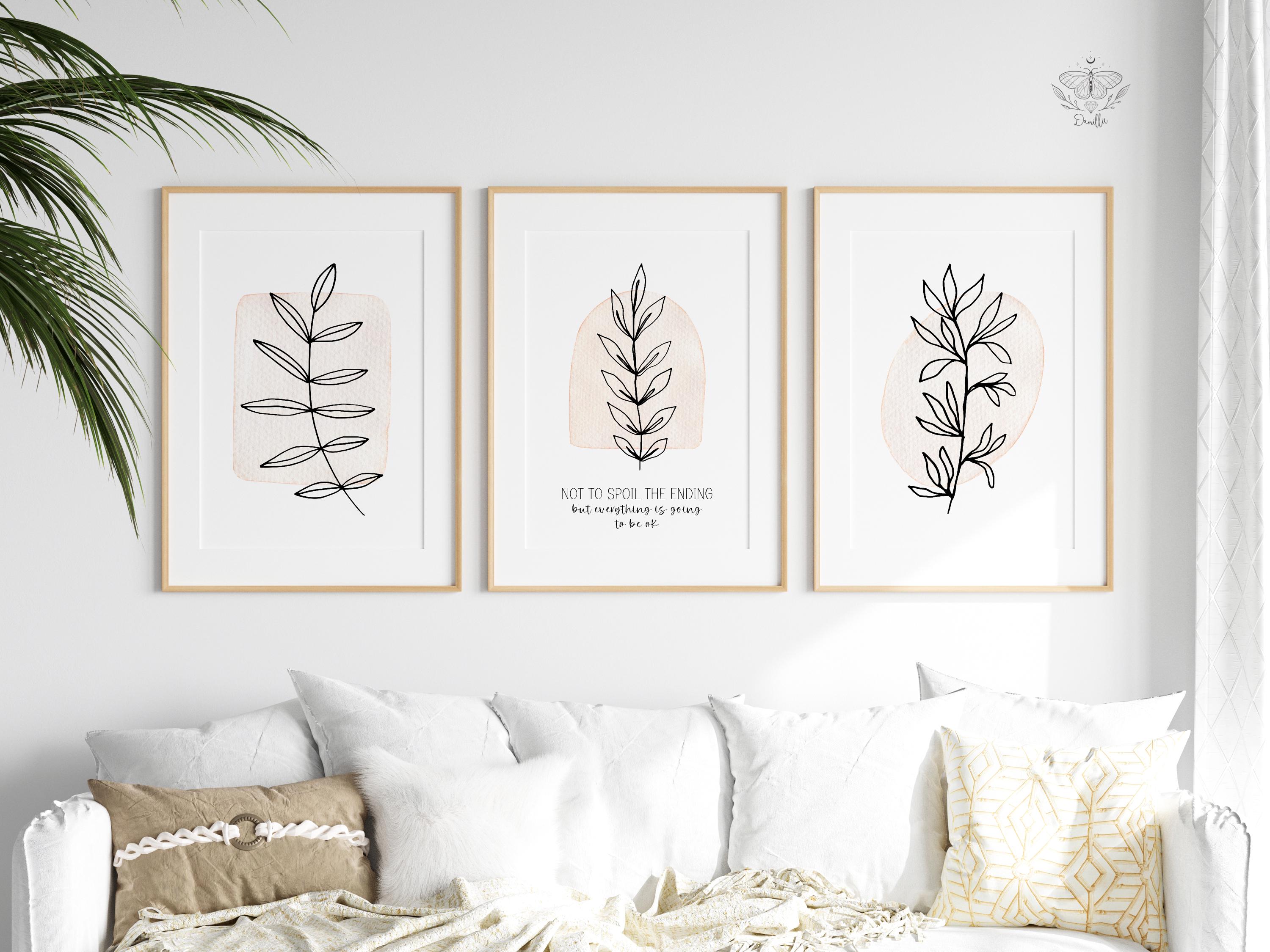Boho Minimalist Botanical Line Art, Modern Digital Download, Wall Art ...
