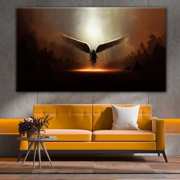 Wall Art-Wall Decor-Home Decor-Extra Large Wall Art Gifts for Him-Christian Archangel Warrior Angel Warrior Michael, Ready to Hang