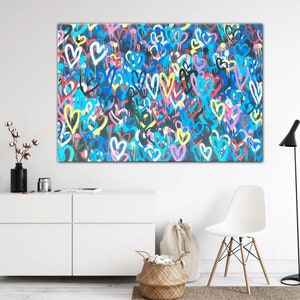 BANKSY LOVE HEARTS,Banksy Wall Art ,Banksy Canvas, Banksy Print Banksy Graffiti Street Art Pop Art Canvas Graffiti Wall Art Pop Art Wall Art