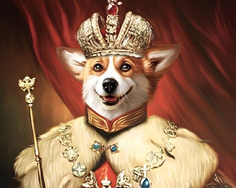 Kundenspezifisches Haustierporträt, Haustierporträt, Renaissance Haustierporträt, königliches Haustierporträt, einzigartige Geschenke, König Königin, Hundekönig, historisches Porträt