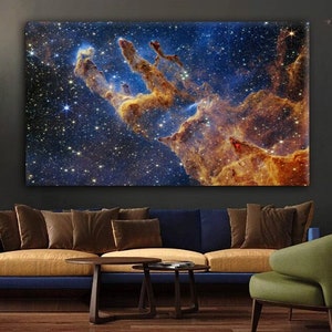 James Webb Pillars Of Creation Canvas Print, James Webb Space Telescope, Nasa Dying Star Space , Cosmic Cliffs Wall Art, Galaxies And Stars