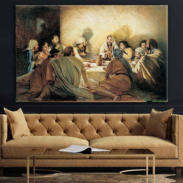 Jezus Christus laatste avondmaal, canvas print, religieuze muur decor, Bijbel Art Print, christelijke kunst, Jezus schilderij, christelijke muur decor