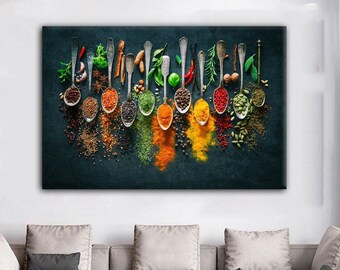 KITCHEN WALL ART Canvas Print, Spices Wall Art, Food Wall Art, Restaurant Decor, Food Art Print, Spices Art Print, Dining Room Wall Art