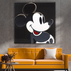 Mickey Mouse Square Pop Art, Canvas Wall Art Print, Mickey Mouse Decor, Disney Wall Art, High Quality Free shipping, Canvas Ready To Hang