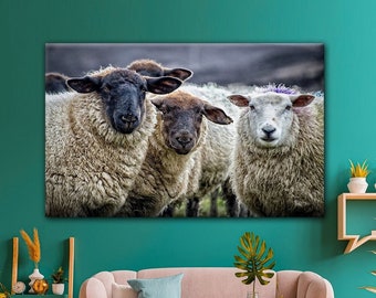Schapen huisdier canvas muurkunst ontwerp | Posterafdrukdecoratie voor thuis- en kantoordecoratie I CANVAS READY to Hang