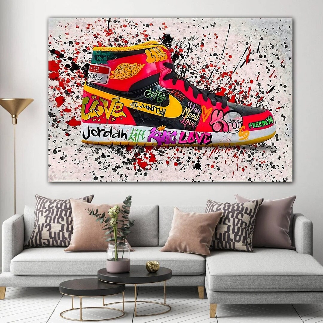 SNEAKER ART CANVAS Air Jordan Canvas Jordan Wall Art Shoes Etsy