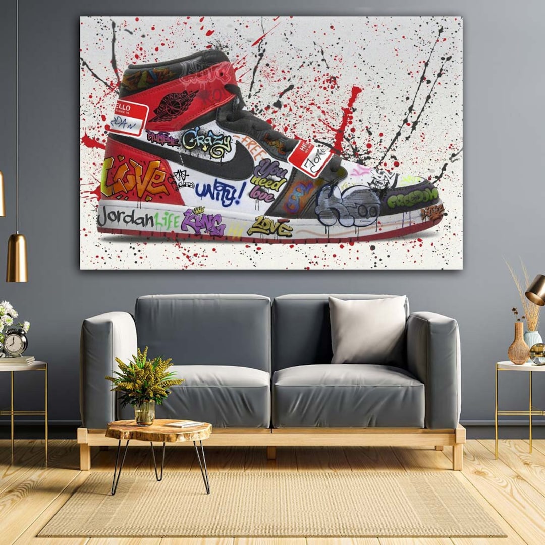 Jordan Graffiti Canvas Wall Art, Air Jordan Canvas Wall Art, Jordan 1 ...