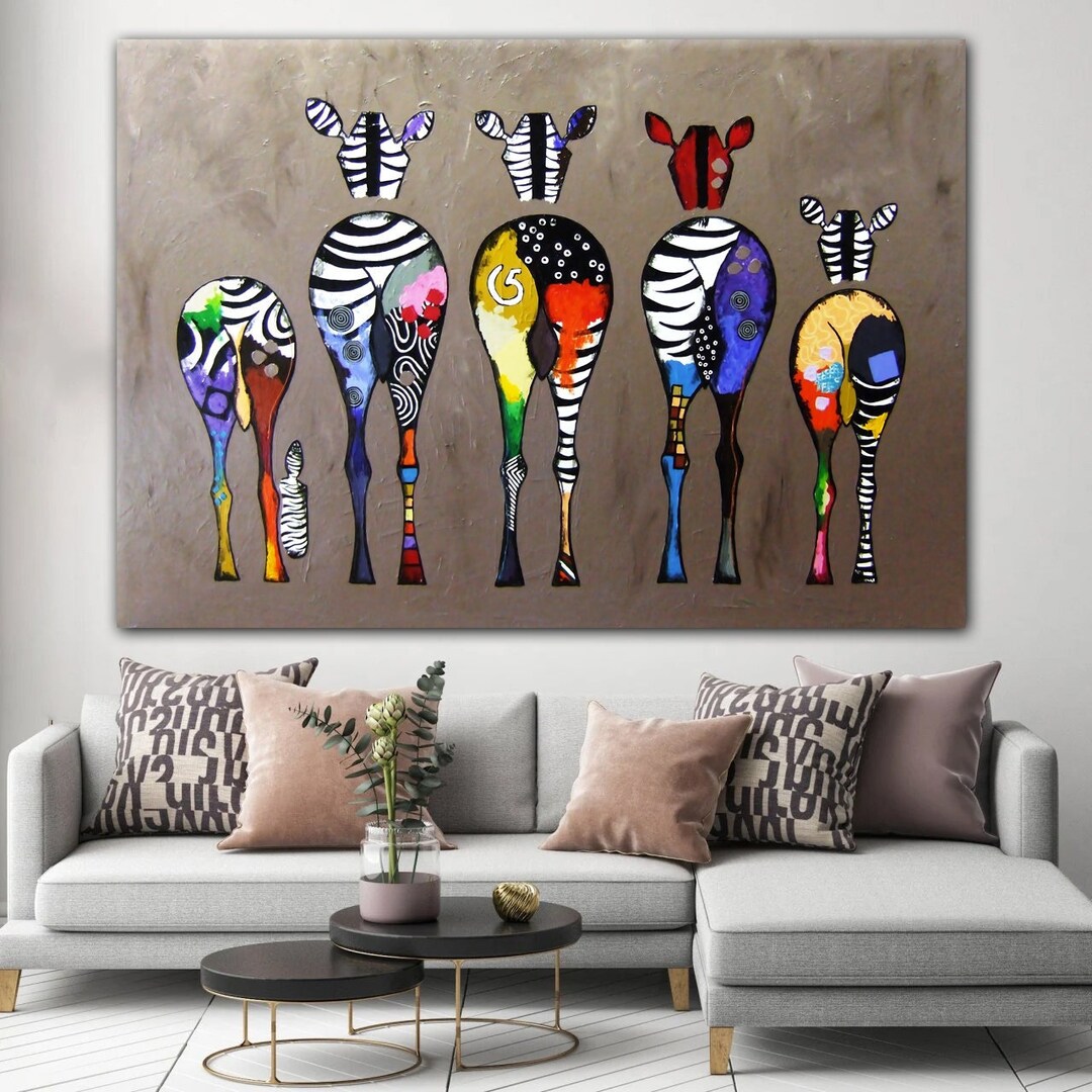 Banksy Zebra Art Colorful Zebra Wall Art Abstract Oil Etsy