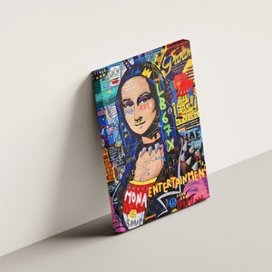 BANKSY MONA LISA Pop Art Mona Lisa Print Framed Mona Lisa Wall Art Pop Art Large Famous Painting Leonardo Da Vinci Art Graffiti Wall Art