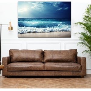 Ocean Beach canvas prints Sea landscape Nautical photo Coastal canvas print Sea wave canvas Extra large wall art Ready to hang