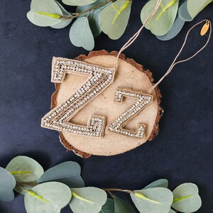 Handmade &quot;Z&quot; Monogram gift wrap topper ornament Large Initial Z tag