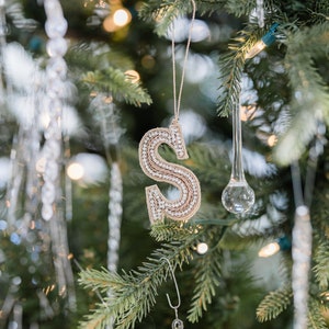 Handmade &quot;S&quot; Monogram gift wrap topper ornament Large Initial S tag