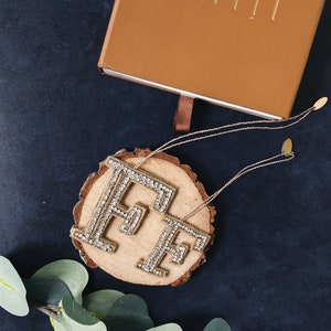 Handmade &quot;F&quot; Monogram gift wrap topper ornament Large Initial F