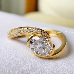 Stunning Oval Cut Moissanite Engagement Ring | Wave Band with Half Pavé Setting | Anniversary gift | Gifts for Women