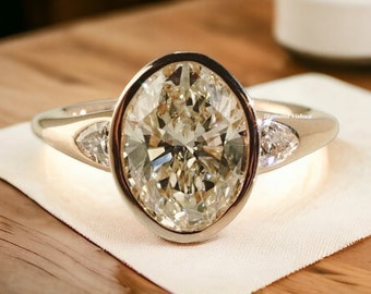 Three Stone Engagement ring |Oval Cut moissanite Diamond | anniversary ring | Wedding Ring | gift for Her | promise ring | Ring for women